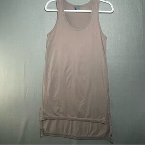 Left of Center XS Sleeveless Tank Dress Taupe Cotton Made USA